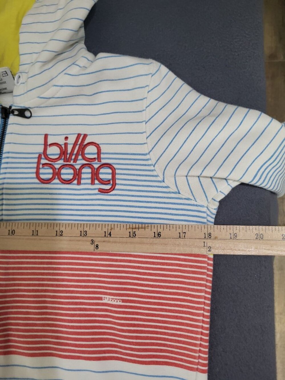 Y2k Vintage Billabong Striped Zip Hoodie Beach Surf Grunge Summer SZ M - Picture 4 of 8